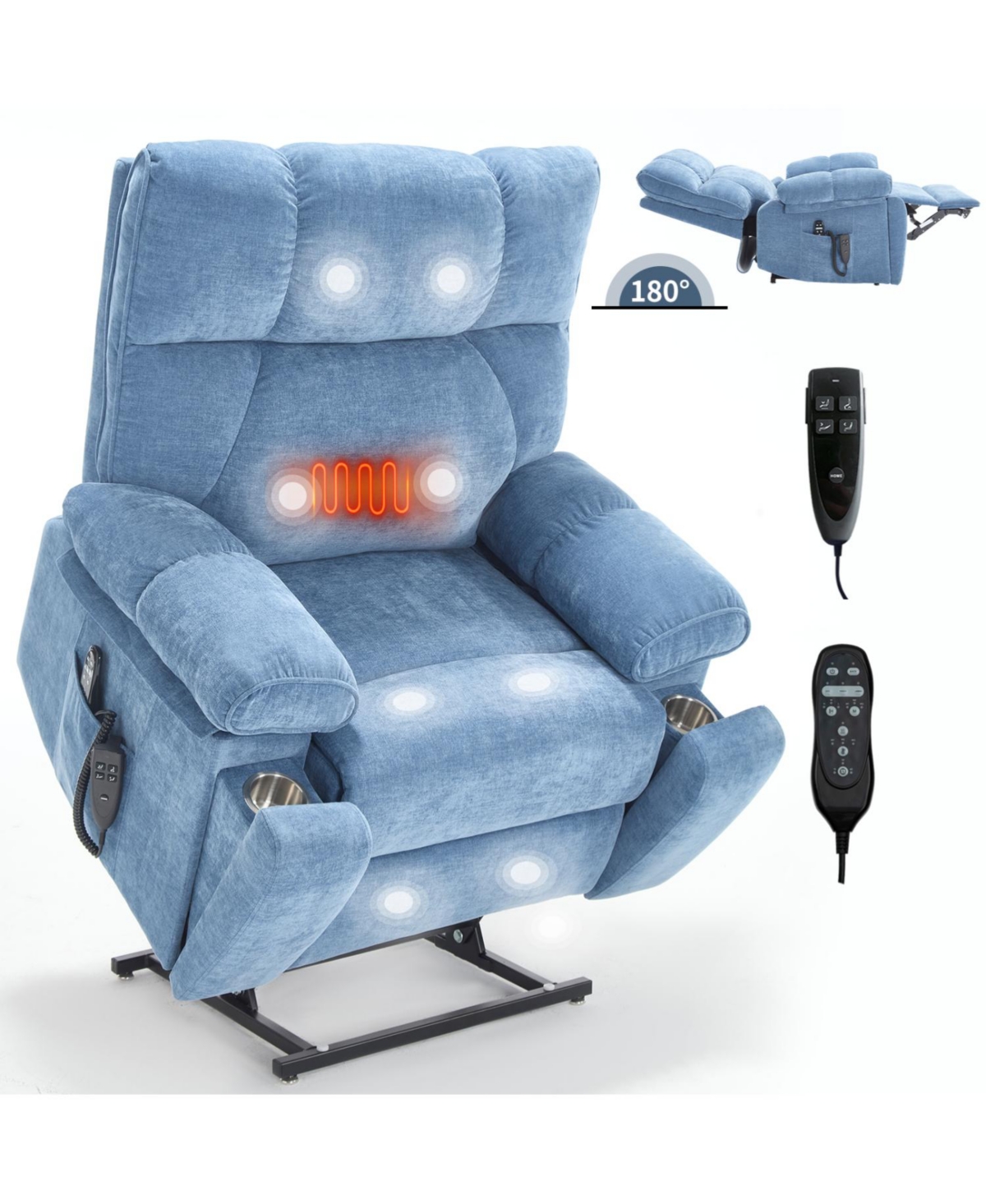 Streamdale Furniture Blue Heat Massage Power Lift Recliner