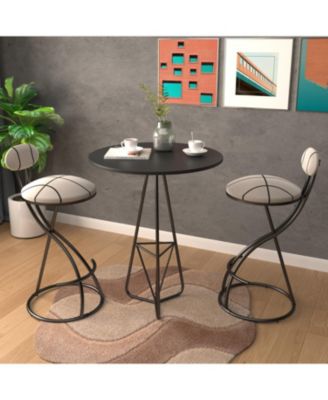  Striped Upholstered Bar Stools - Set of 2