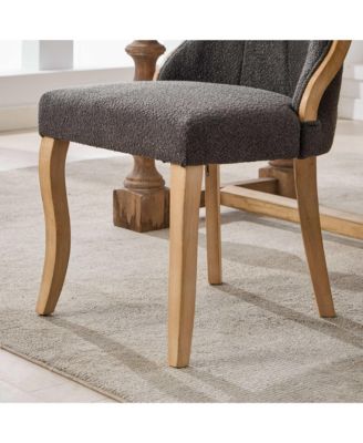  Snow Velvet Dining Chairs, Curved Wood, Gray (Set of 2)