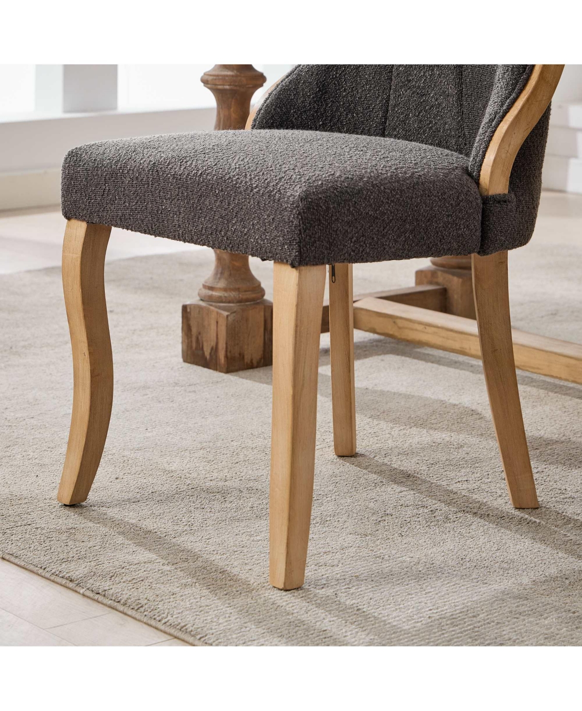 Streamdale Furniture Snow Velvet Dining Chairs, Curved Wood, Gray (Set of 2)