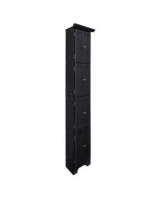 4-Tier Corner Kitchen Pantry Cabinet with Doors & Shelves - Black