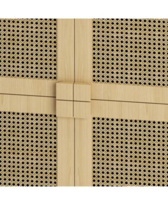  4-Door Rattan Mesh Storage Cabinet