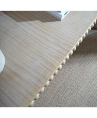 59in Natural Wood Console Table with Wood Beads