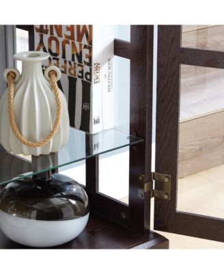 Antique Glass Display Cabinet with Adjustable Shelves and E26 Bulb