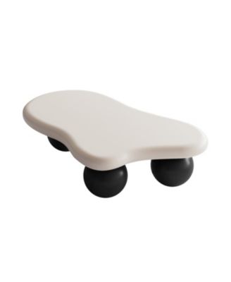  40 Inch Cloud Shaped Coffee Table with 3 Ball Legs for Living Room