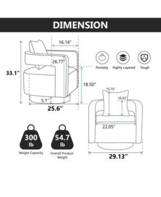 Swivel Accent Barrel Chair with Weathered Base, 29.1"W