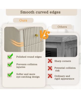 Fluted 5 Drawer Dresser - Beige