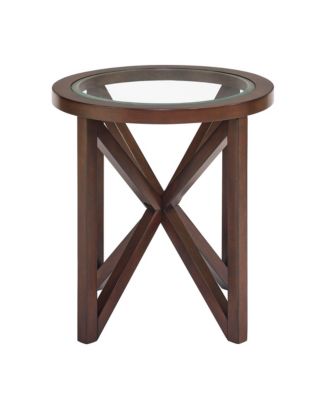 Streamdale Modern Glass Coffee Table - Wood Base, Round Top