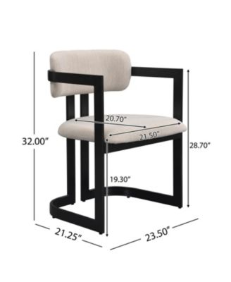 + Set of 2 + Beige Fabric + Black Metal Frame + Upholstered Dining Chairs