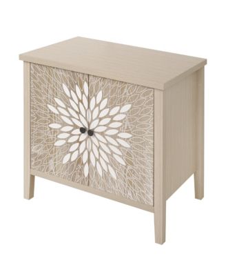 Carved 2-Door Storage Cabinet with Adjustable Shelf