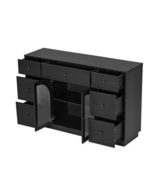 Black 2-Door 7-Drawer Storage Cabinet