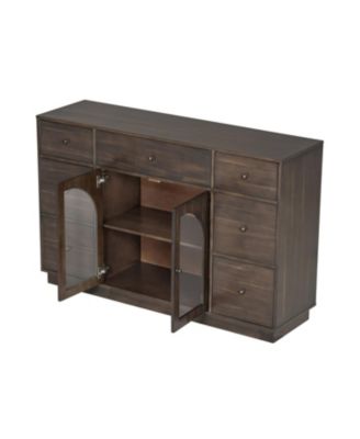 Black 2-Door 7-Drawer Storage Cabinet