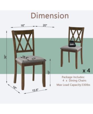 Walnut Wood Dining Chairs Set of 4, Padded Seat