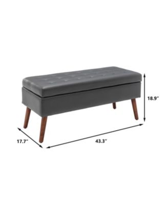  Dark Grey Leather Storage Bench 43.3