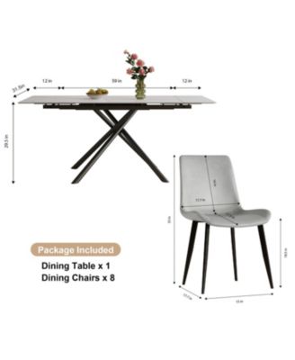 Streamdale Retractable Sintered Stone Dining Table Set (Table + 8 Chairs