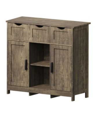  Wooden Storage Cabinet with Drawers and Shelves (Black)