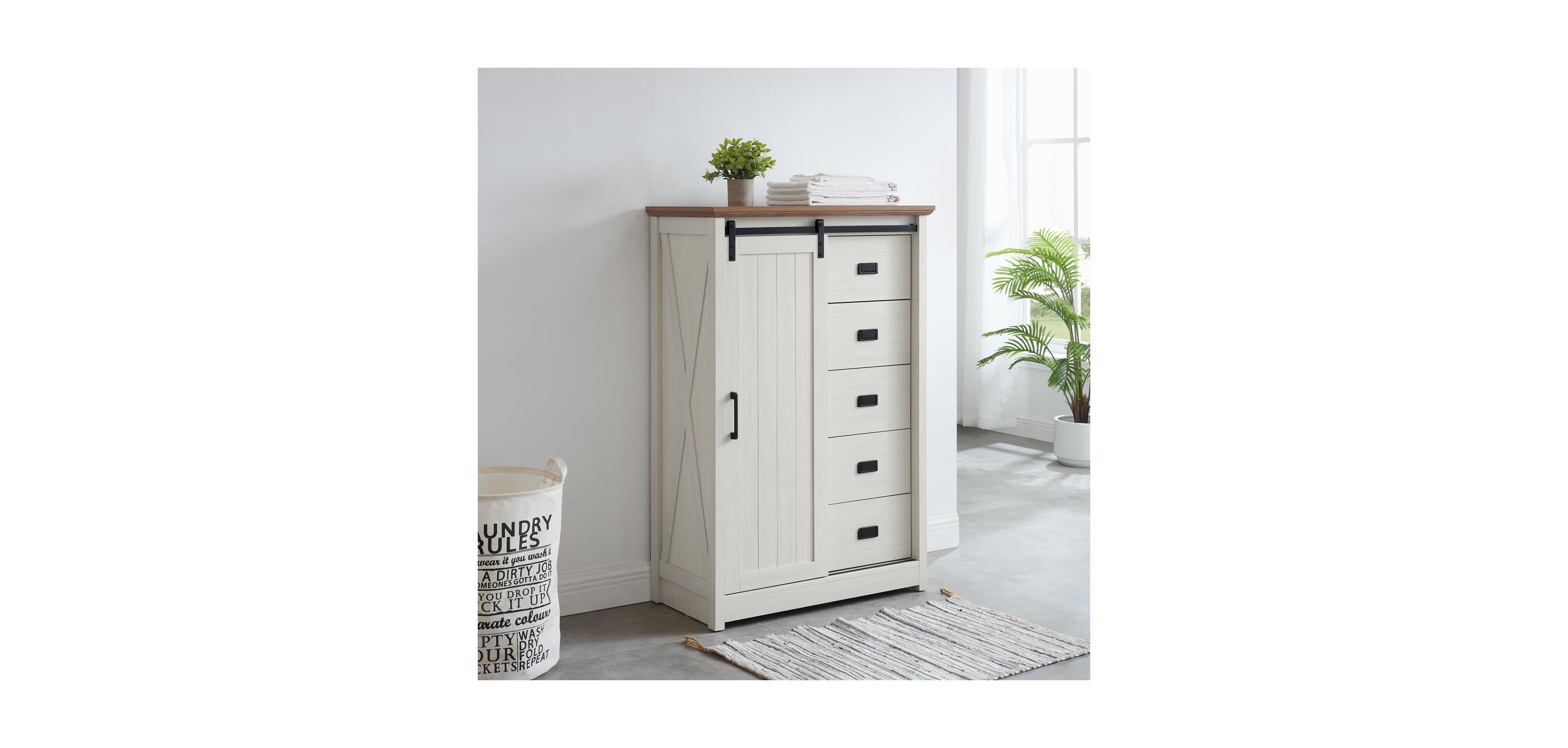 Streamdale Furniture e 5-Drawer Barn Door Dresser Farmhouse Storage Organizer