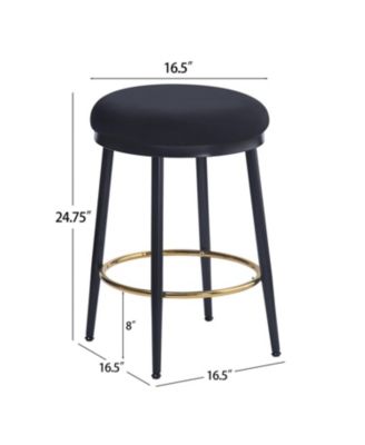 Modern Counter Stools (4), 24.75", Black w/Iron Frame, Cushions