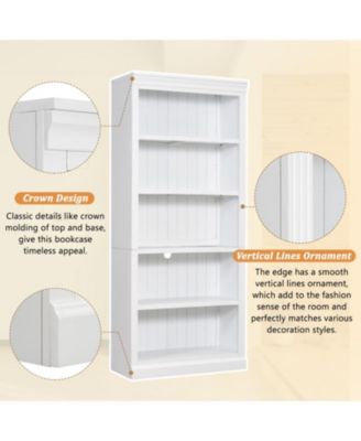 83" Wood Bookcase with Light 5-Tier Adjustable Shelves