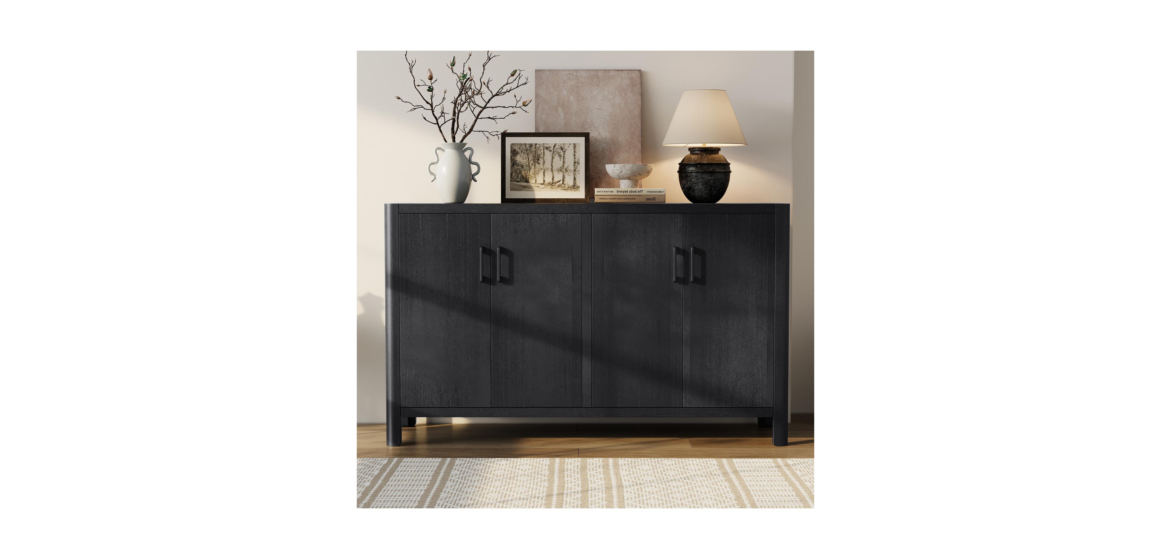 Streamdale Furniture Farmhouse 4-Door Cabinet Rustic Accent