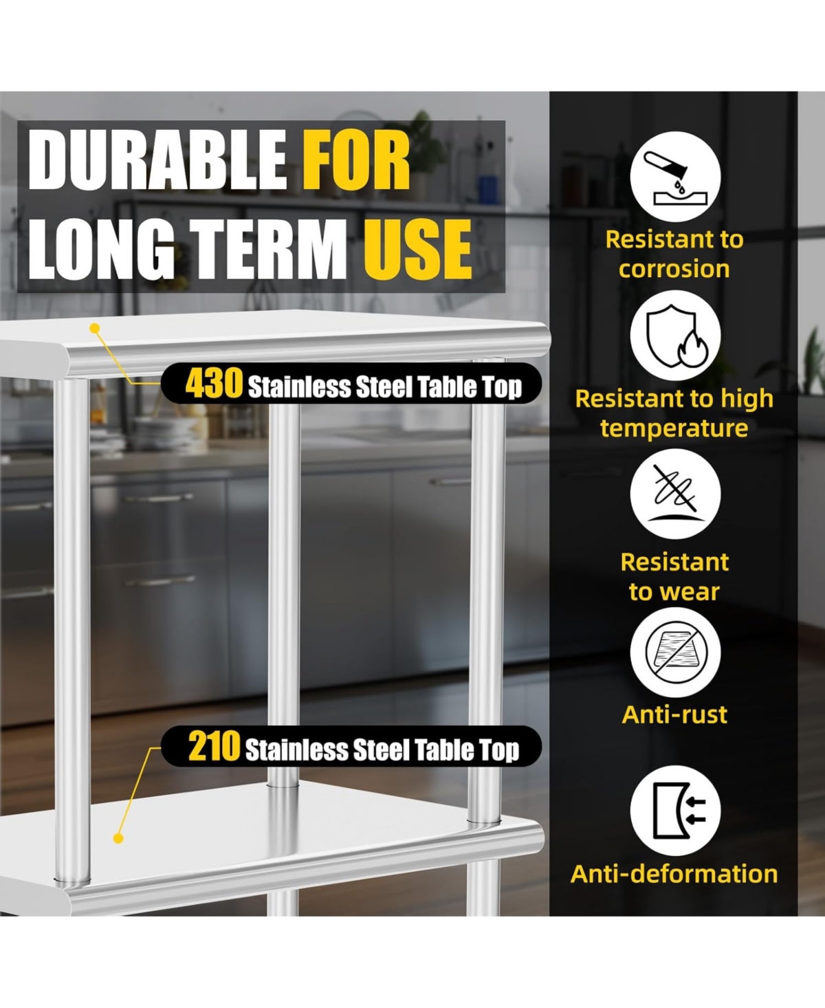 Streamdale Furniture Double Overshelf 2 Tier Stainless Steel 12x36"