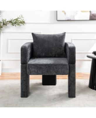 Chenille Accent Chair with Pillow - Gray