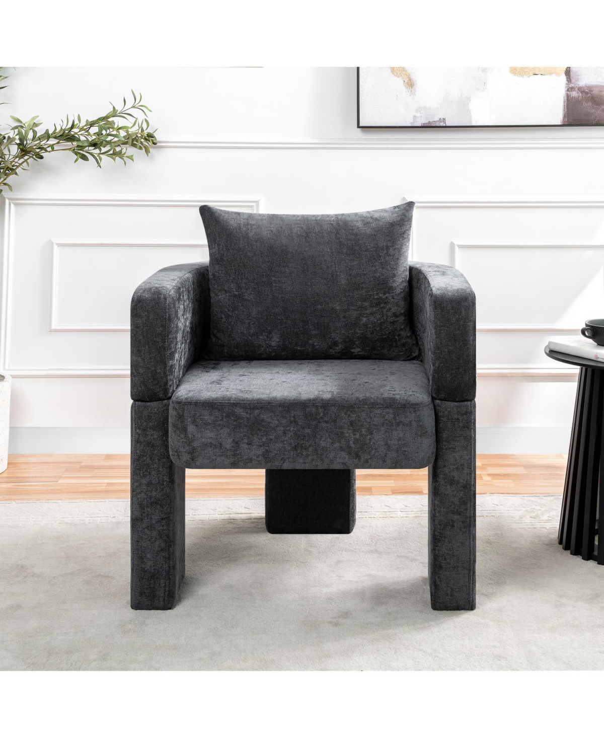 Streamdale Furniture Chenille Accent Chair with Pillow - Gray