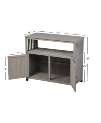 Wooden Patio Bar Table Set with Storage