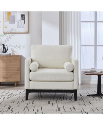 35.4" Wide Modern Farmhouse Accent Chair - Ivory Boucle