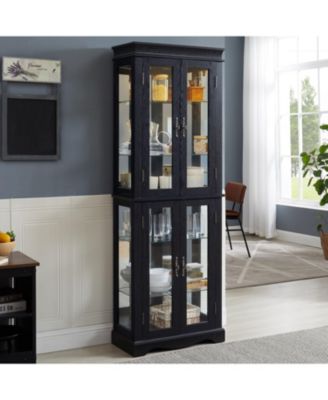 Lighted Glass Curio Cabinet - Black