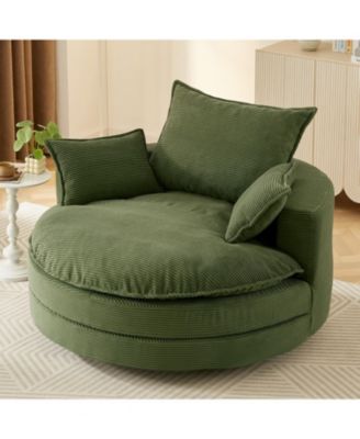 360 Swivel Barrel Chair with Pillows - Green