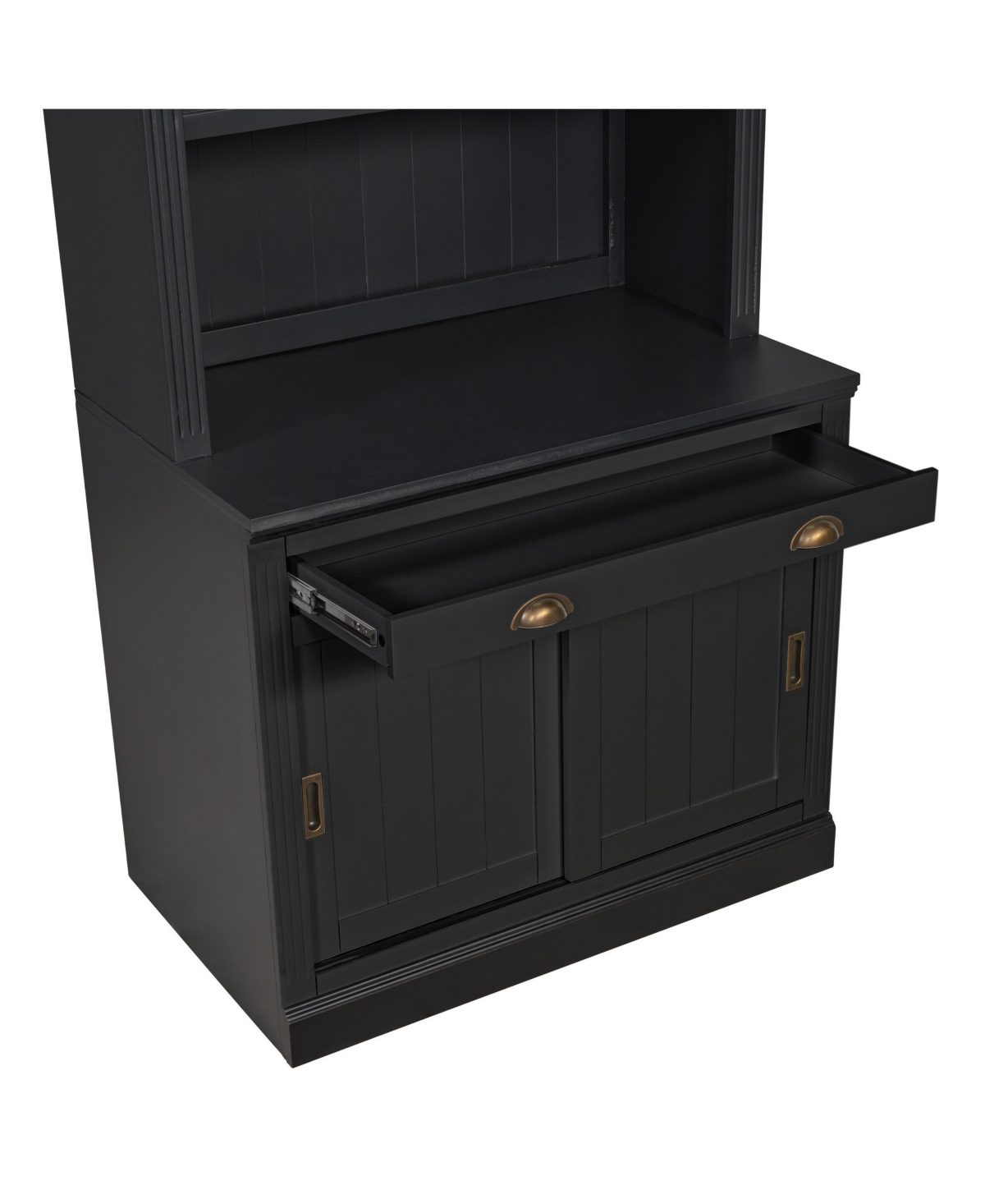 Streamdale Furniture 83.4" Bookshelf w/ Sliding Doors, Modern Bookcase, Black