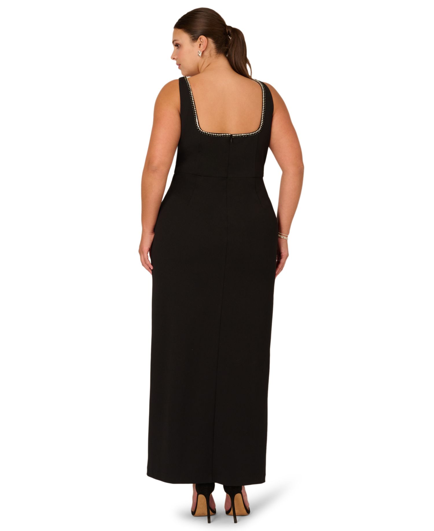 Plus Size Embellished Crepe Gown
