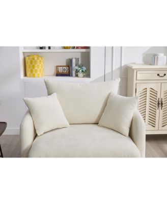 Oversized Swivel Accent Chair with Ottoman & Pillows