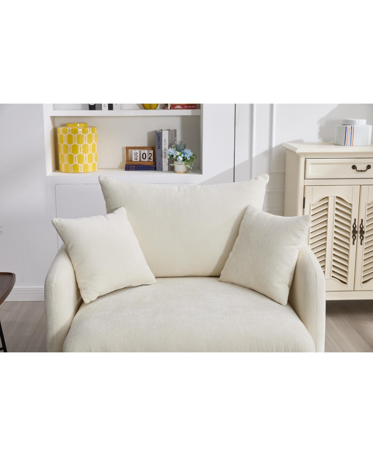 Streamdale Furniture Oversized Swivel Accent Chair with Ottoman & Pillows