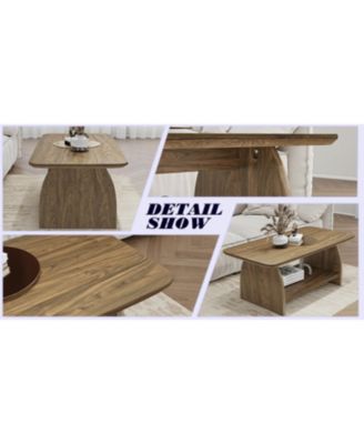47" Modern Double-Layer Coffee Table with Storage