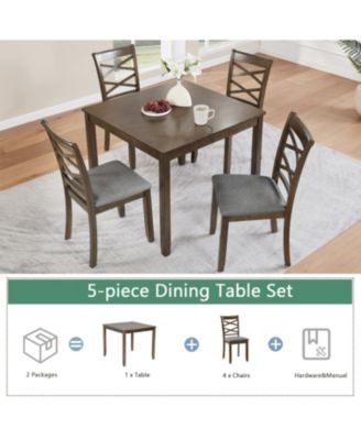 Streamdale Elegant Walnut 5-Piece Dining Table Set