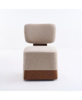 Streamdale Linen Upholstered Armless Dining Chair with Casters,BEIGE