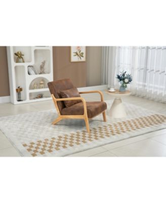 Mid Century Accent Chair with Wood Frame & Waist Cushion