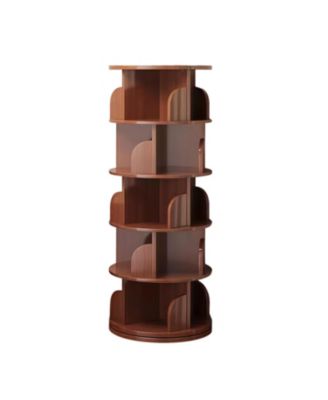 Rotating Bookshelf 5-Tier 360 Spinning Tower - Walnut