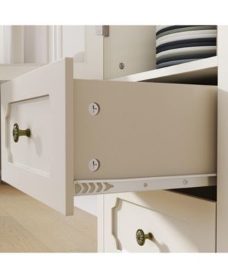 minimalist Buffet Cabinet with Glass Doors & Double Drawer