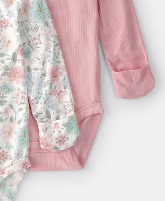 Baby Girls' Butterfly Garden Print Bodysuits, 2-Pack