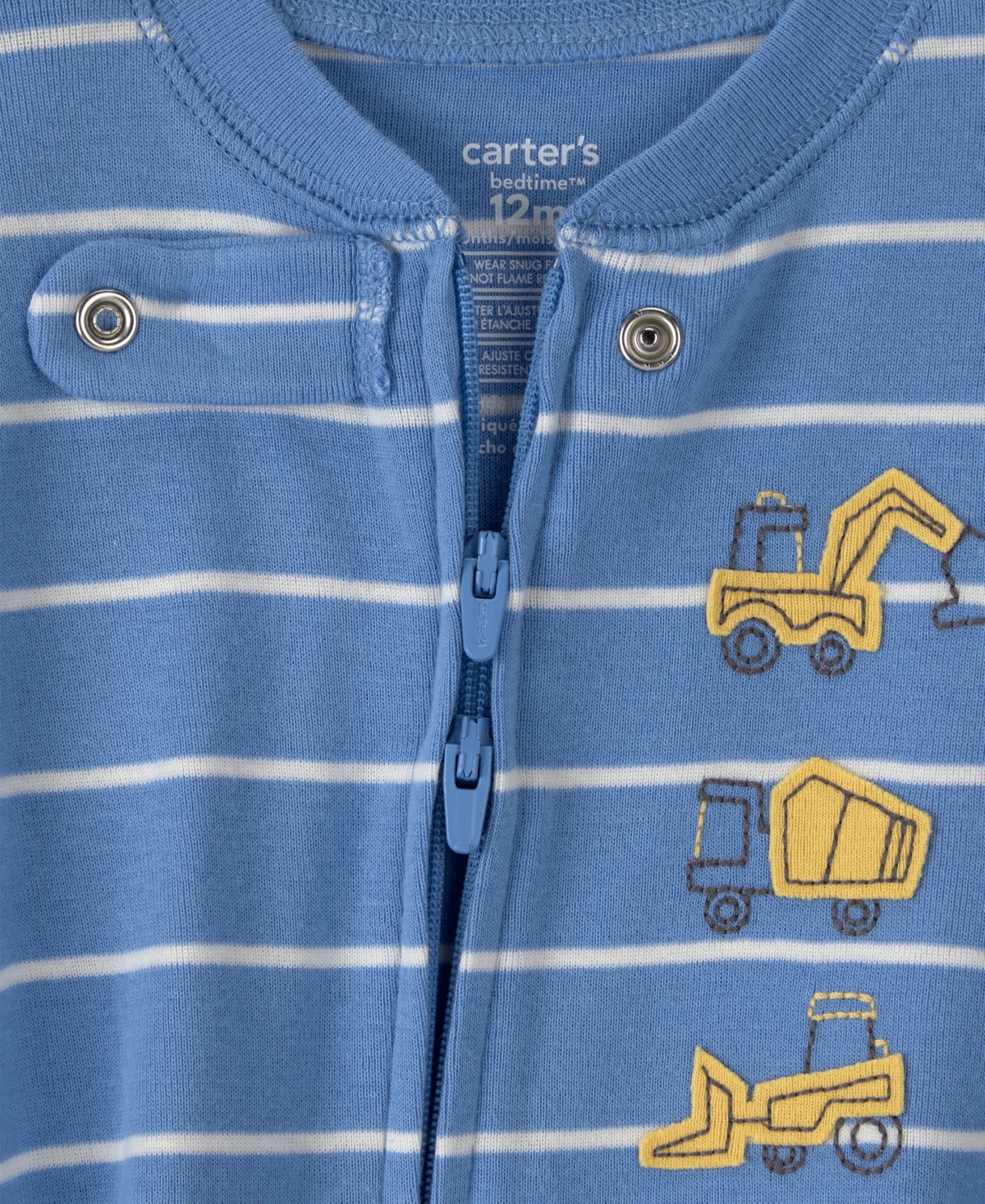 Carter's Baby Boys' Construction Striped Snug Fit One-Piece Pajama