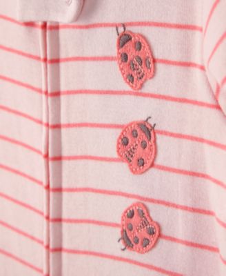 Baby Girls' Ladybug Striped Snug-Fit One-Piece Pajama