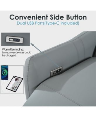 Power Recliner, Wall Hugging, Zero Wall, Electric, Blue-gray