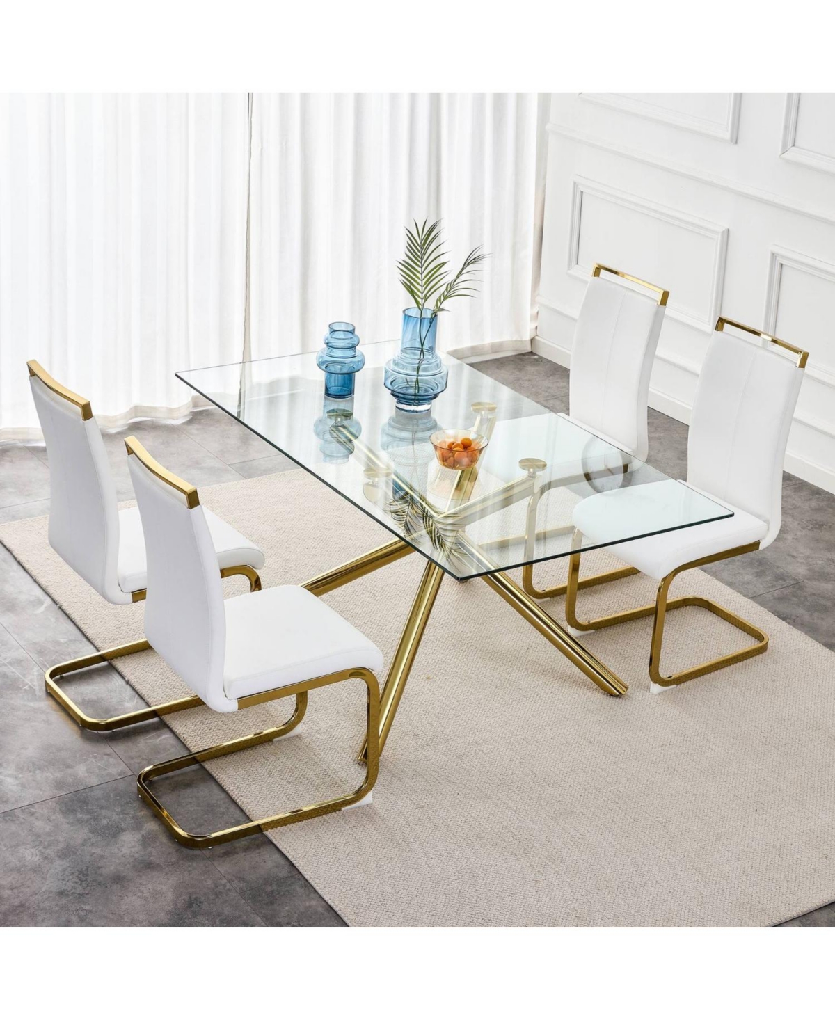 Streamdale Furniture Modern White Pu Leather Dining Chairs (Set of 4)