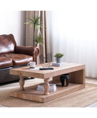 Rustic Wood Coffee Table with Shelf