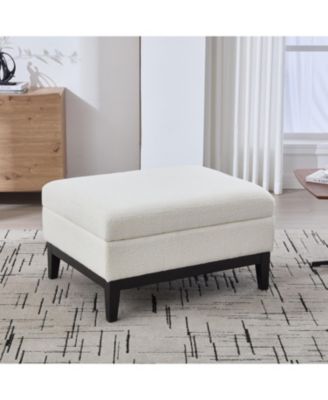 33.86" Ivory Boucle Storage Ottoman/Coffee Table