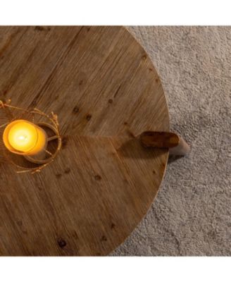 Rustic Wood Round Coffee Table