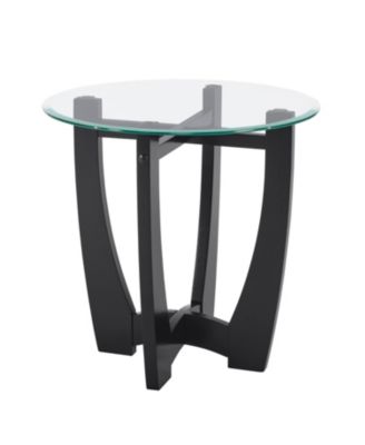  23.5" Round Glass Coffee Table - Black